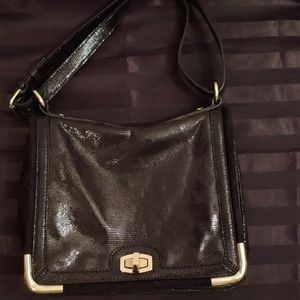 Ann Taylor Black Shoulder Bag with Gold Hardware